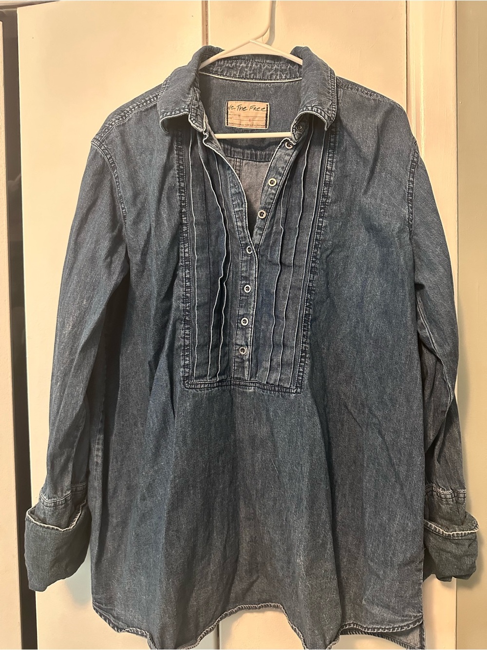 Free People Washed Denim Tunic - Blue - Picture 1 of 3